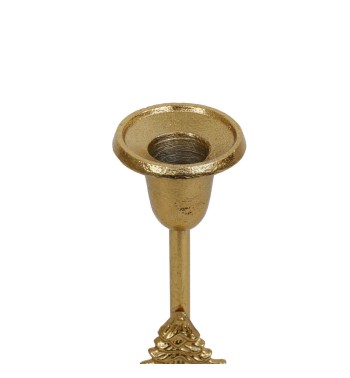 Candelabro Oro con Alberello in Alluminio H.24 cm
