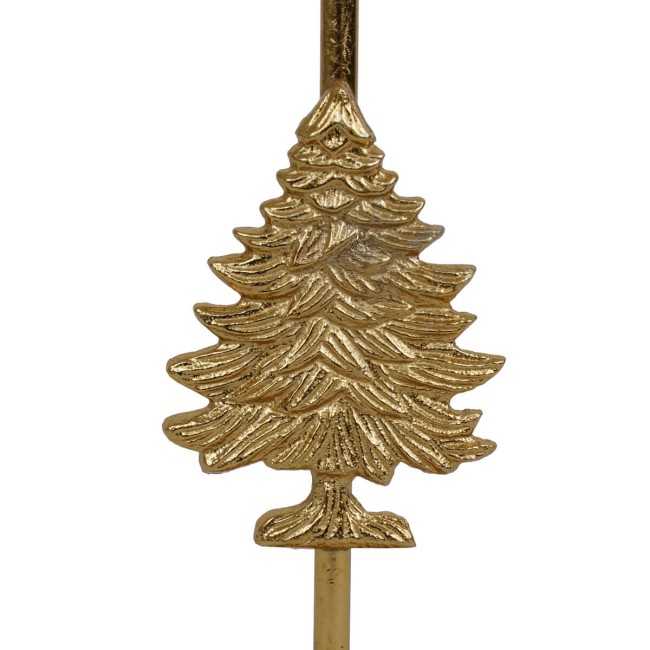 Candelabro Oro con Alberello in Alluminio H.24 cm