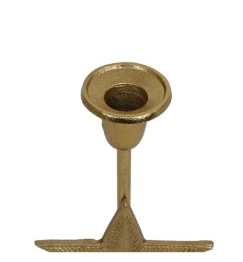 Candelabro Oro con Stella in Alluminio H.24 cm