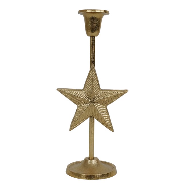Candelabro Oro con Stella in Alluminio H.24 cm
