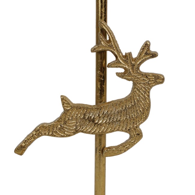 Candelabro Oro con Renna in Alluminio H.24 cm