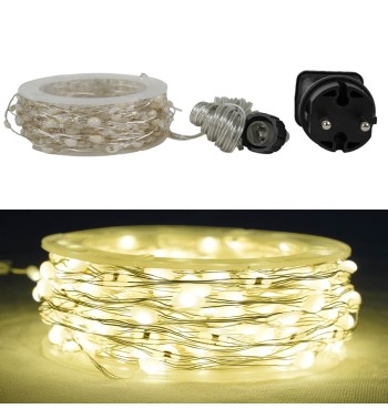 Catena Luminosa 10 m 300 LED Bianco Caldo con Rocchetto