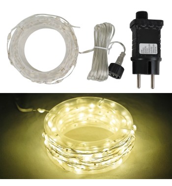 Catena Luminosa 10 m 300 LED Bianco Caldo con Rocchetto