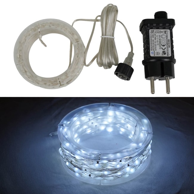 Catena Luminosa 10 m 300 LED Bianco Freddo con Rocchetto