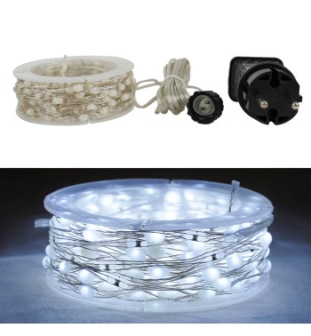 Catena Luminosa 10 m 300 LED Bianco Freddo con Rocchetto