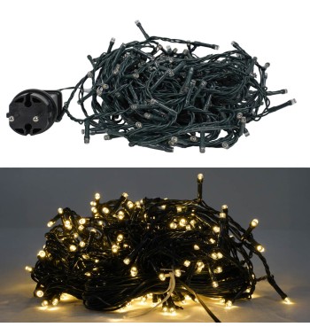 Catena Luminosa 300 Led Funzione Memory 15 m Bianco Naturale Cavo Verde