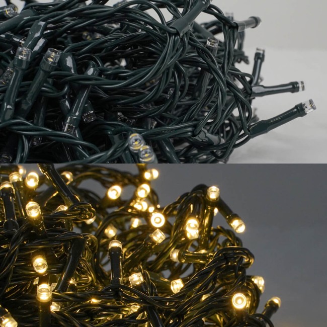 Catena Luminosa 300 Led Funzione Memory 15 m Bianco Naturale Cavo Verde