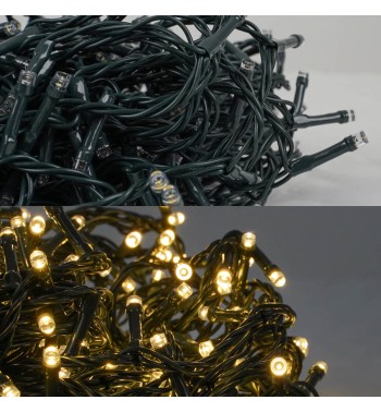 Catena Luminosa 300 Led Funzione Memory 15 m Bianco Naturale Cavo Verde