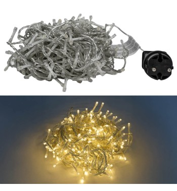 Catena Luminosa 300 Led Funzione Memory 15 m Bianco Naturale Cavo Trasparente