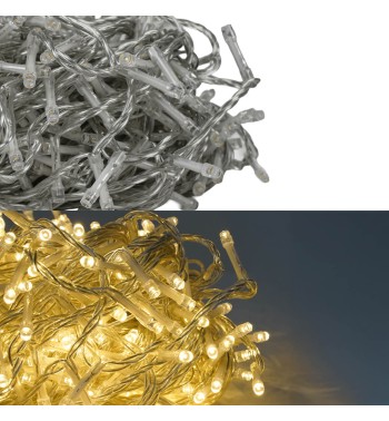 Catena Luminosa 300 Led Funzione Memory 15 m Bianco Naturale Cavo Trasparente