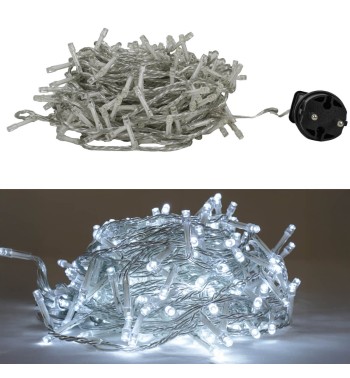 Catena Luminosa 15 m 300 LED Bianco Freddo Cavo Trasparente Funzione Memory