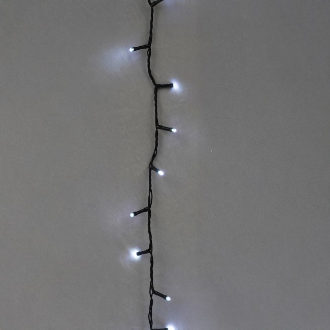 Catena Luminosa 300 Led Bianco Freddo Cavo Verde 15 m Funzione Memory