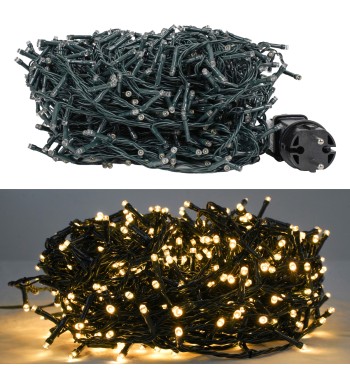 Catena Luminosa 35 m 700 LED Bianco Naturale Funzione Memory Cavo Verde