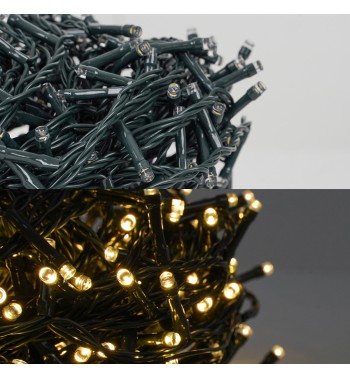 Catena Luminosa 35 m 700 LED Bianco Naturale Funzione Memory Cavo Verde