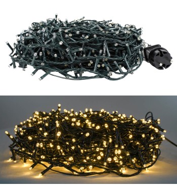 Catena Luminosa 50 m 1000 LED Bianco Naturale Funzione Memory Cavo Verde