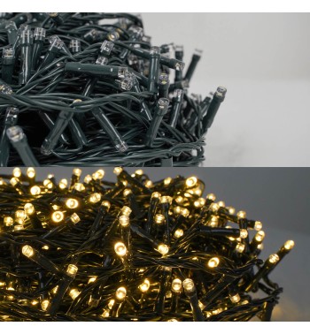 Catena Luminosa 50 m 1000 LED Bianco Naturale Funzione Memory Cavo Verde