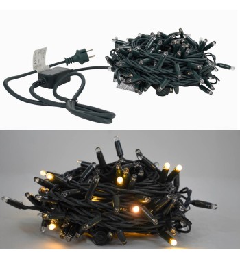 Catena Luminosa 10 m 150 LED Flash Bianco Naturale Cavo Verde