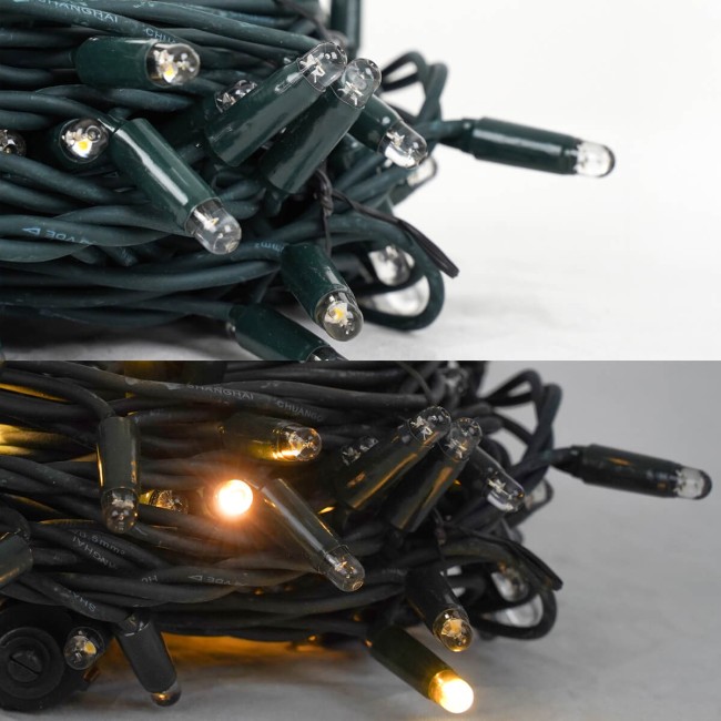 Catena Luminosa 10 m 150 LED Flash Bianco Naturale Cavo Verde