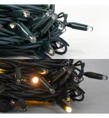 Catena Luminosa 10 m 150 LED Flash Bianco Naturale Cavo Verde