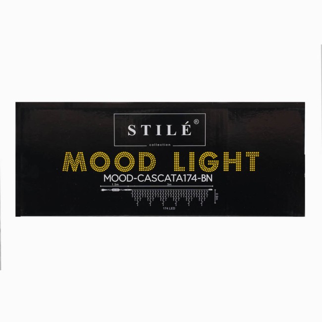 Pioggia Luminosa Prolungabile | Cavo Bianco 3 x H.0,9 mt | 156 Led Bianco Naturale + 18 Flash