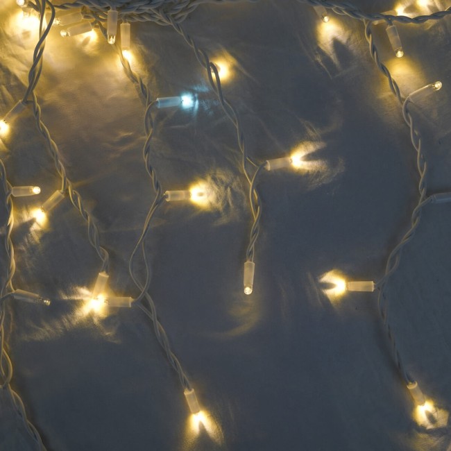 Pioggia Luminosa Prolungabile | Cavo Bianco 3 x H.0,9 mt | 156 Led Bianco Naturale + 18 Flash