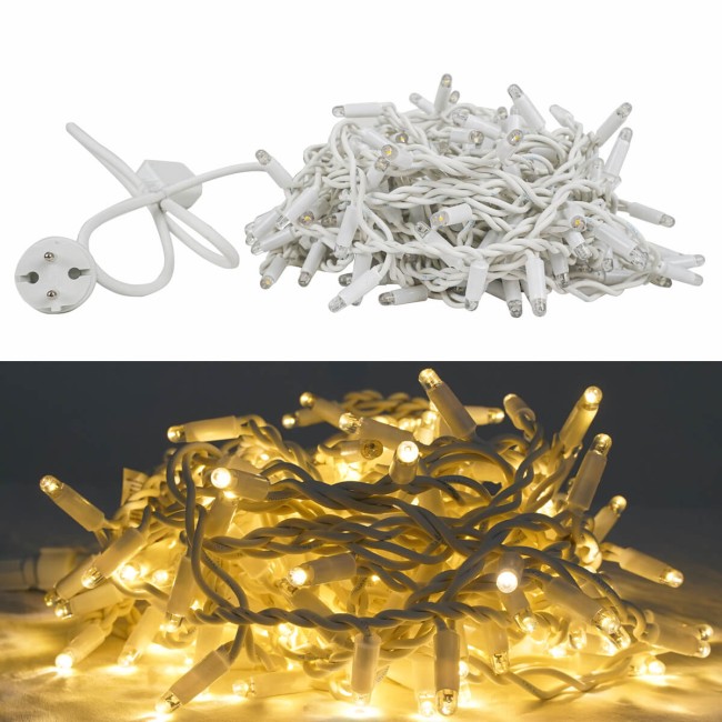 Pioggia Luminosa Prolungabile | Cavo Bianco 3 x H.0,9 mt | 156 Led Bianco Naturale + 18 Flash