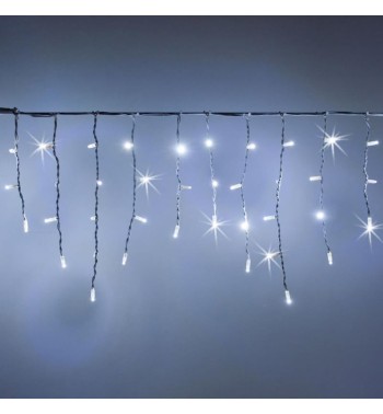 Pioggia Luminosa Prolungabile | Cavo Bianco 3 x h.0,9 mt | 156 Led Bianco Freddo + 18 Flash