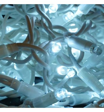 Pioggia Luminosa Prolungabile | Cavo Bianco 3 x h.0,9 mt | 156 Led Bianco Freddo + 18 Flash