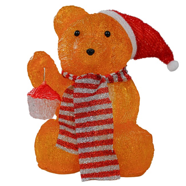 Orsetto Luminoso Natalizio 30 Led in Acrilico H.30 cm