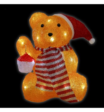 Orsetto Luminoso Natalizio 30 Led in Acrilico H.30 cm