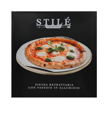 Pietra Refrattaria Tonda con Piatto in Alluminio