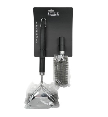 Spazzola BBQ con Doppia Testina in Acciaio Inox