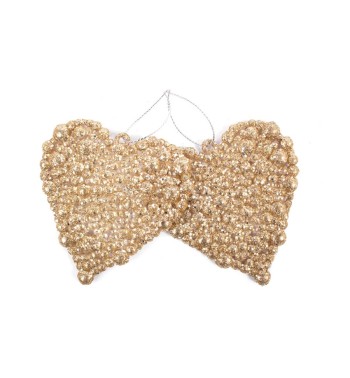 Set 2 Cuori Natalizi con Perline da Appendere 9 cm