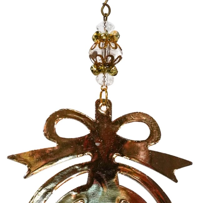 Palla Natalizia in Metallo Oro Intagliata con Pendente H.12 cm