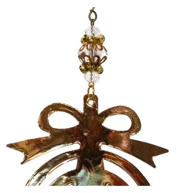 Palla Natalizia in Metallo Oro Intagliata con Pendente H.12 cm