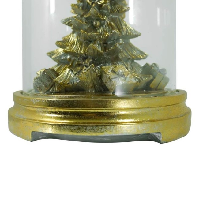 Campana con Albero di Natale in Resina Oro con Luci Led