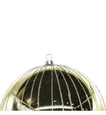 Palla di Natale Oro Lucida e Opaca con Linee Glitterate D.12 cm Conf. da 1 Pz