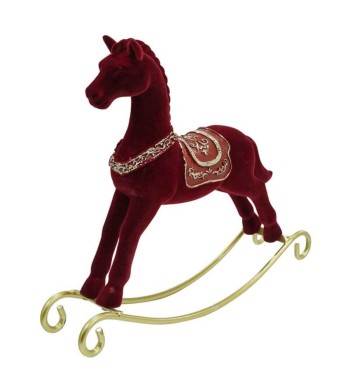 Cavallo a Dondolo Natalizio in Velluto Rosso 2 Misure