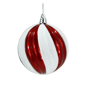 Palla Natalizia Bianca e Rossa D.10 cm