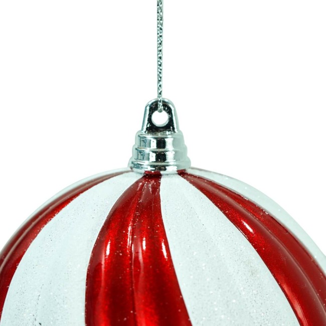 Palla Natalizia Bianca e Rossa D.10 cm