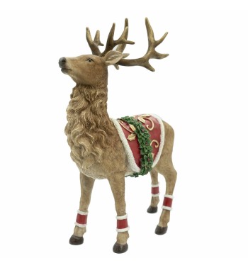 Renna Natalizia in Resina con Sella H.28 cm