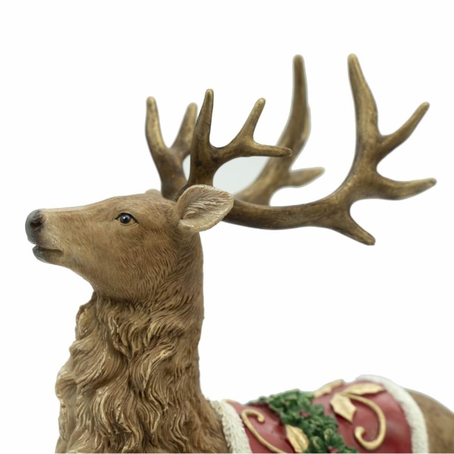 Renna Natalizia in Resina con Sella H.28 cm