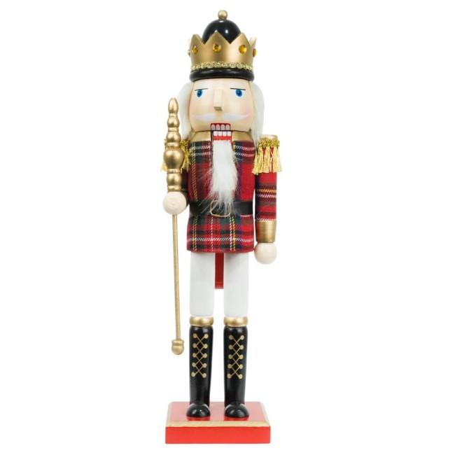 Schiaccianoci Natalizio con Scettro e Giacca a Quadri H.38 cm