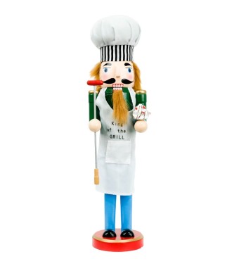 Schiaccianoci Natalizio Chef con Grembiule H.38 cm