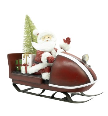 Babbo Natale in Resina su Slitta con Luci Led