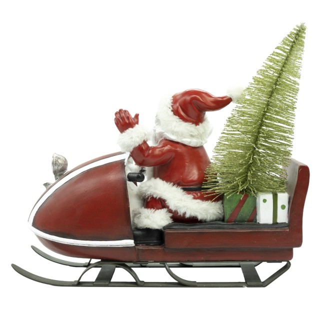 Babbo Natale in Resina su Slitta con Luci Led