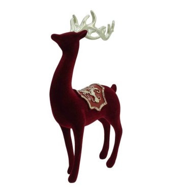Renna Natalizia in Velluto Rosso con Corna Dorate H.29 cm