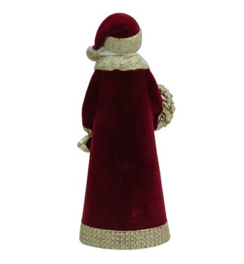 Babbo Natale in  Velluto Rosso con Ghirlanda Oro H.25,5 cm