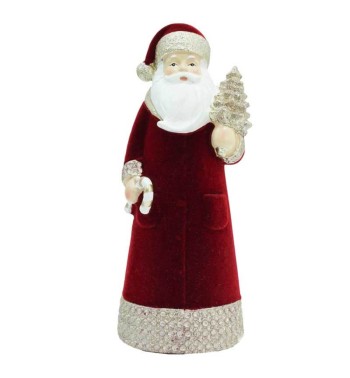 Babbo Natale in Velluto Rosso con Alberello Oro H.18 cm