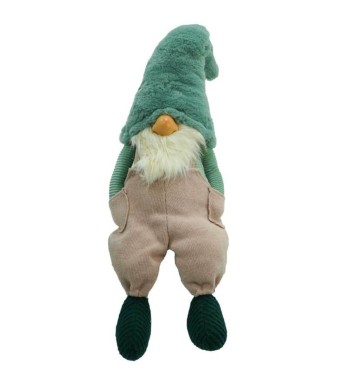 Gnomo di Natale Seduto con Abito Rosa e Verde H.68 cm